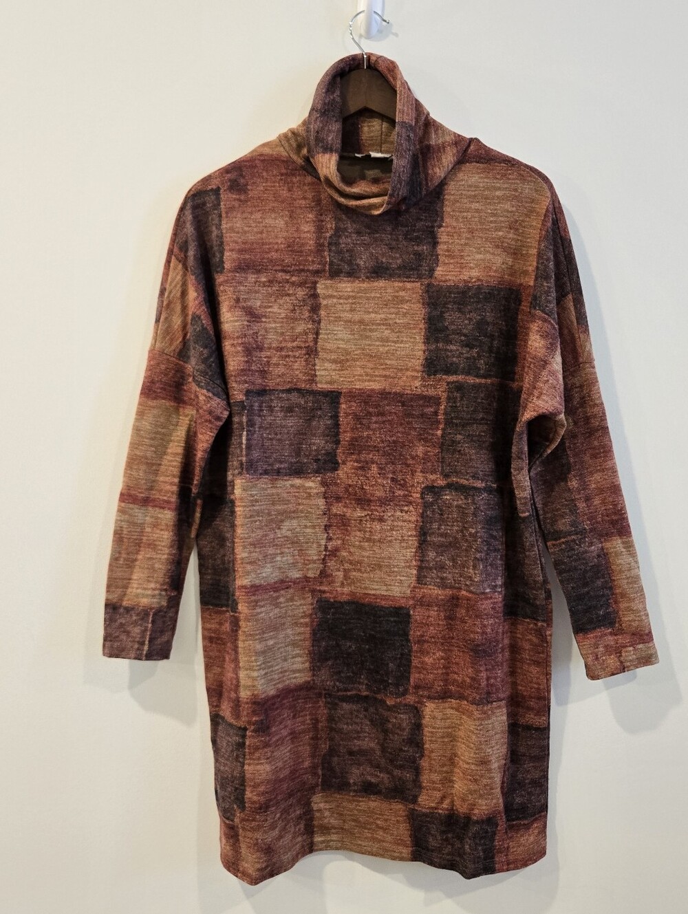 Aryeh Cowl Neck Sweater Dress Sz S Color Block Casual Office Business Comfy